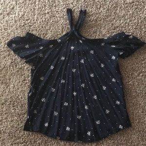 Loft cold shoulder high neck shirt